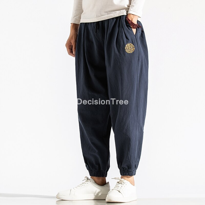 Mannen Kung Fu Tai Wushu Broek Chinese Stijl Harajuku Enkel Gestreepte Jogger Joggingbroek Losse Toevallige Mannelijke Streetwear Broek: L / color3