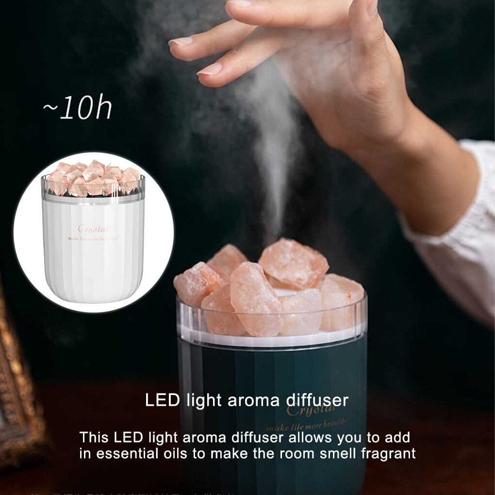 Luftbefeuchter LED hell Nebel Luftbefeuchter Kristall Salz Schall- Aroma Diffusor Nacht Lampe Atomizer
