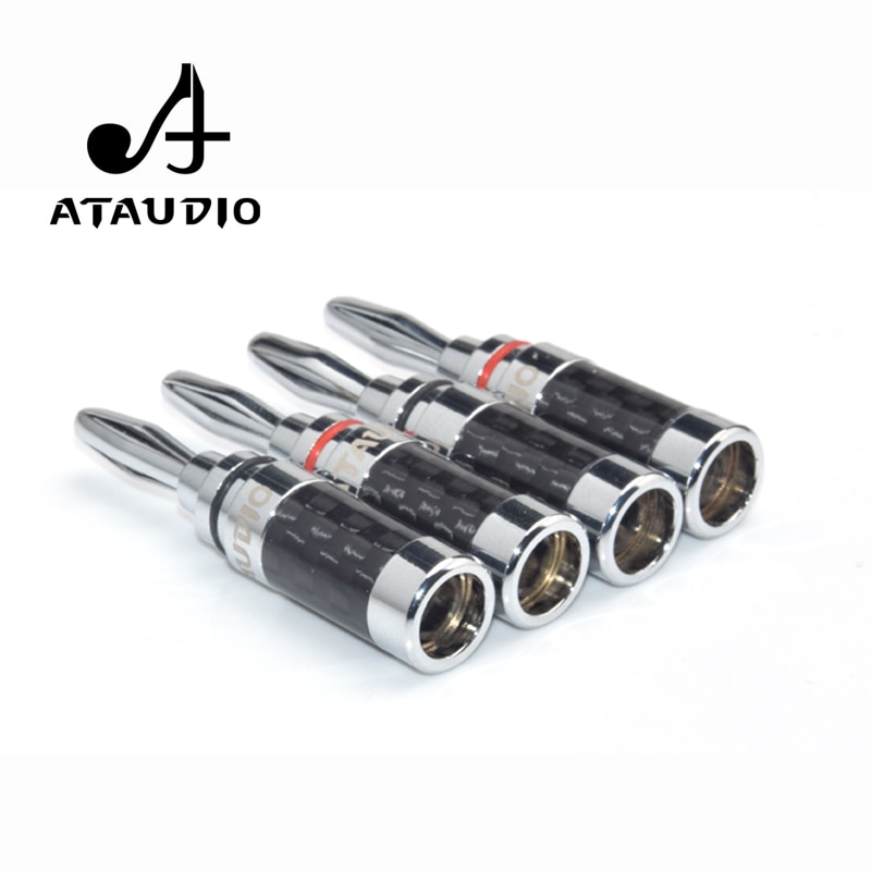 8 pièces ATAUDIO Hifi prise banane Fiber de carbone rhodié câble haut-parleur fiche banane