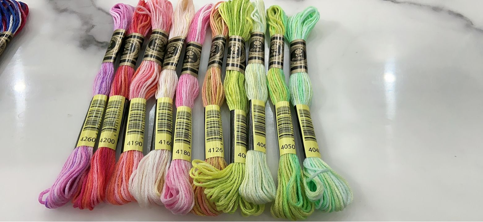 Variegated Cotton Embroidery Floss 6 strands 8 meters /pcs Color Variation Cross stitch Thread 41 DMC Colors in 4 Sets: Yellow