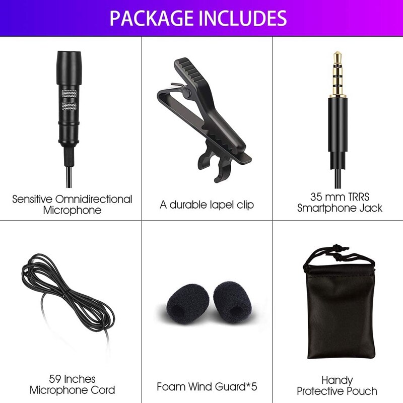 Portable 3.5mm Mini Mic Lavalier Microphone,Phone Microphone, Suitable for Interview, Video, Recording