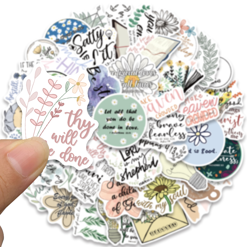 50 Stuks Esthetische Jezus Bijbel Offerte Stickers Voor Laptop Telefoon Bagage Gitaar Helm Waterdichte Graffiti Auto Stickers