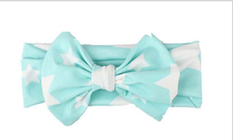 Kids Meisje Baby Hoofdband Peuter Lace Bow Flower Star Print Baby Katoenen Haarband Accessoires Veel: Blauw