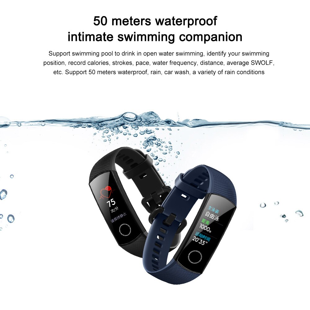 Originele huawei honor band 5 bloedzuurstofmonitoring realtime slimme polsbandjes kleuren touchscreen fitness waterdichte armband
