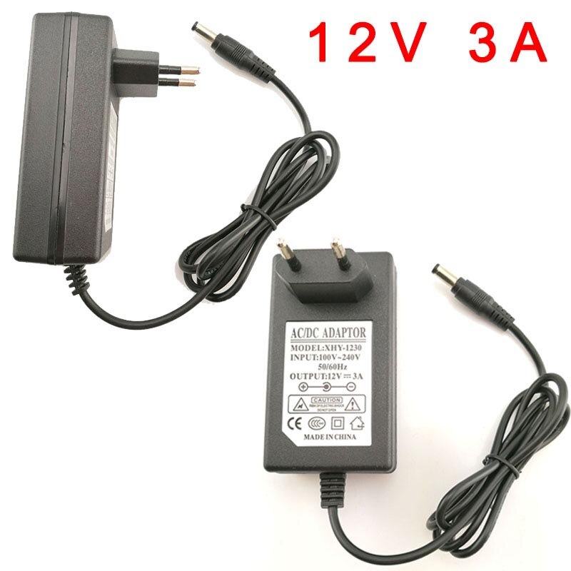 Ac 100v-240v dc laddare adapter kamera strömförsörjning 12v 3a omvandlare 5.5mm*2.5mm us eu plug transformator för cctv led strip  j17