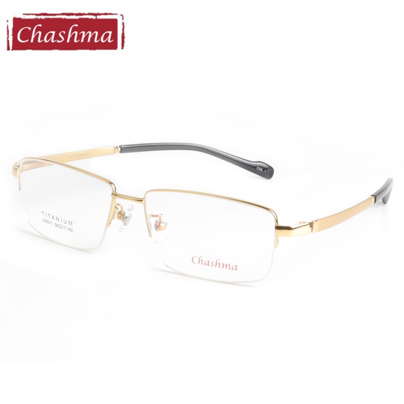Chashma Brand Pure Titanium Eye Glasses Super Light Glasses Eyeglasses Wide Big Eyewear Oversize Frames Men 150 mm: Gold