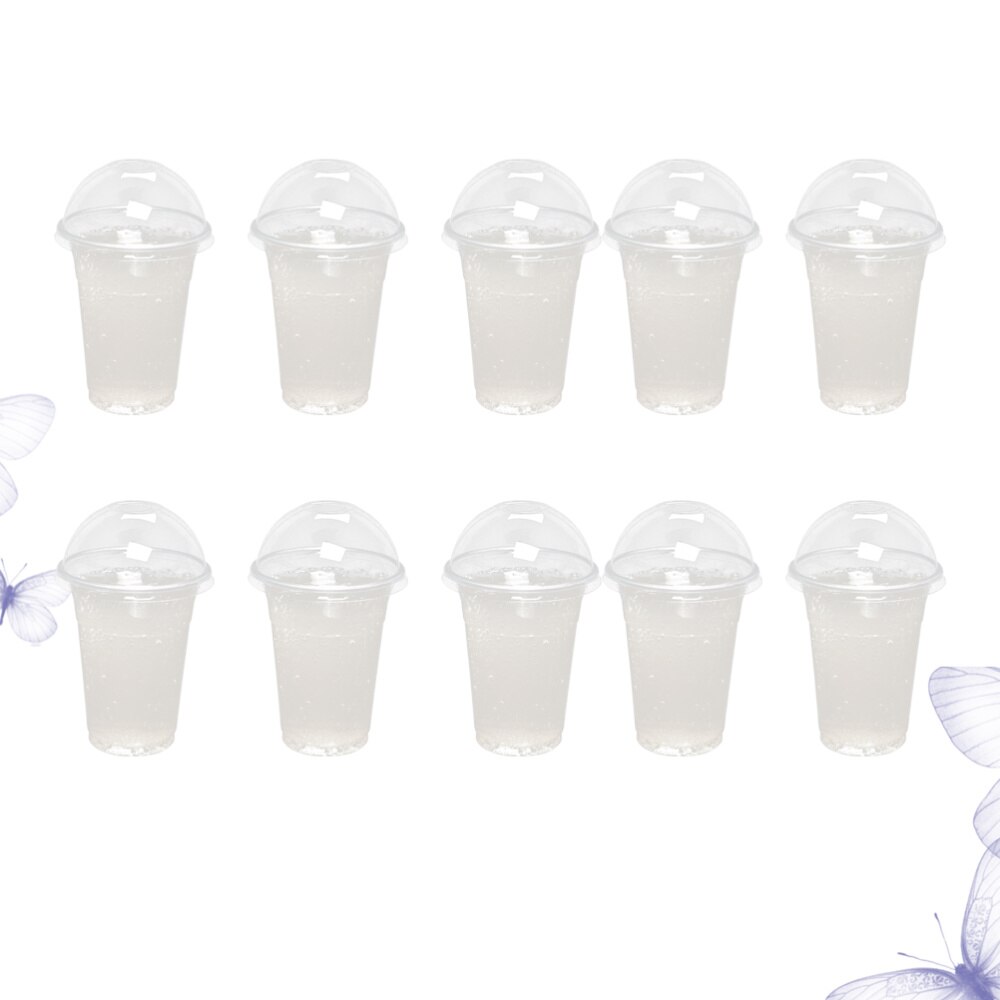 100 Stuks 360Ml Wegwerp Clear Cups Met Een Gat Dome Deksels Voor Thee Fruit Thee Met Covers