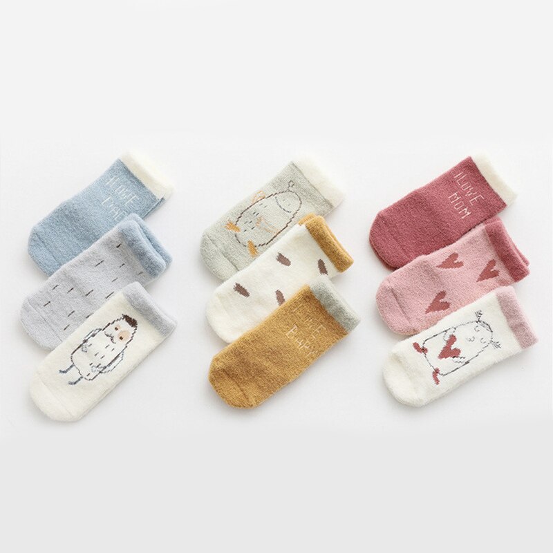 Winter Baby Socks Faux Cashmere Soft Toddler Newborn Socks for Boys Girls Thick Warm Infant Kids Socks 3 Pairs/Lot