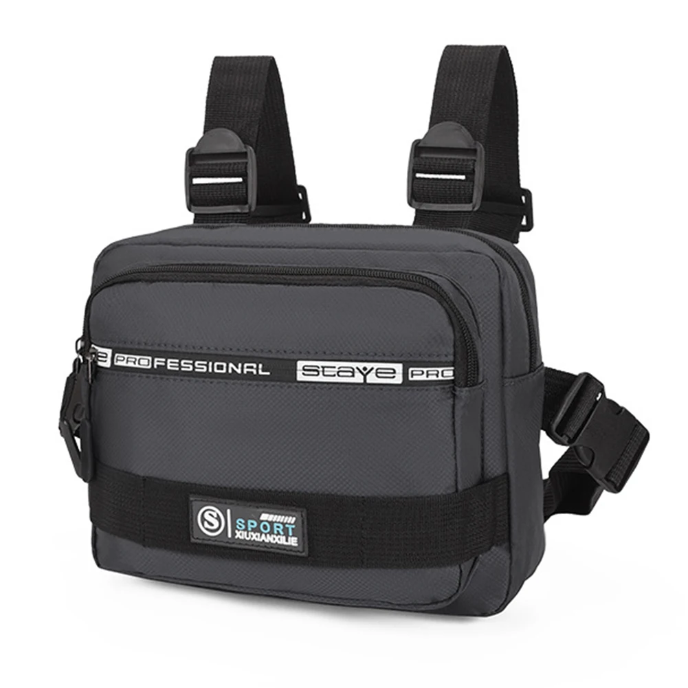 Männer Molle Brusttasche Anti-Diebstahl Oxford Molle Schulter Weste Taschen verstellbar sicher multifunktional leicht für draussen-Camping: Grau