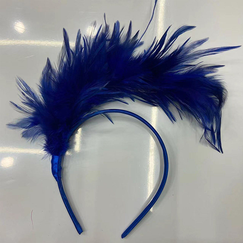 Vrouwen veren hoofdband zendspoel uitvoeren Halloween hoofddeksels partij hoofdtooi haar hoepel haar ornament: Paars