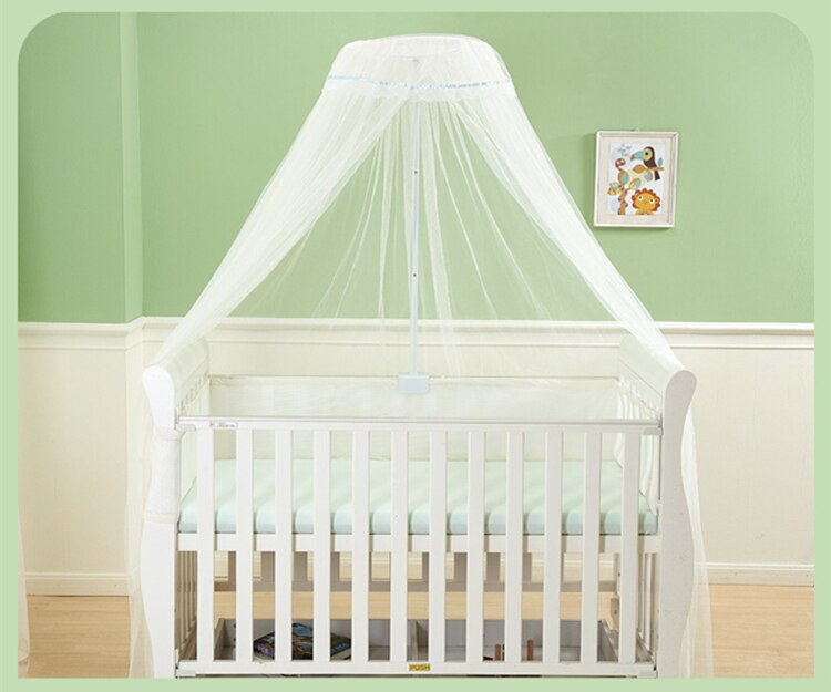 Zomer 0-3 Jaar Baby Bed Crib Netten Hung Dome Klamboe Met Houder Self-Stand Opknoping Netto gordijn Kinderen Kinderbedje Canopy: Blue