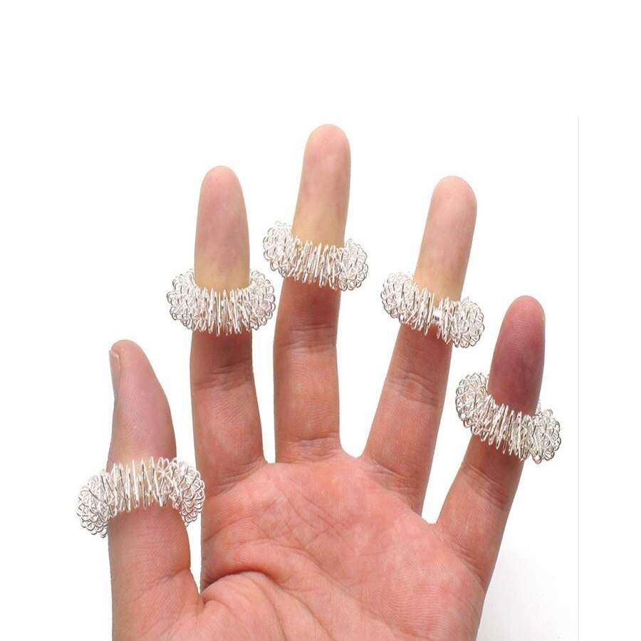 5 stk finger massagering akupunkturringe sundhedspleje kropsmassager håndgreb muskelkrafttræning gribering gymnastikudstyr