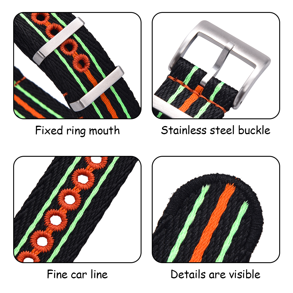 Eco-Friendly Luminous Recycled Watch Strap Nylon Woven Band for Scuba Fifty Series Waterproof Durable Unisex Belt