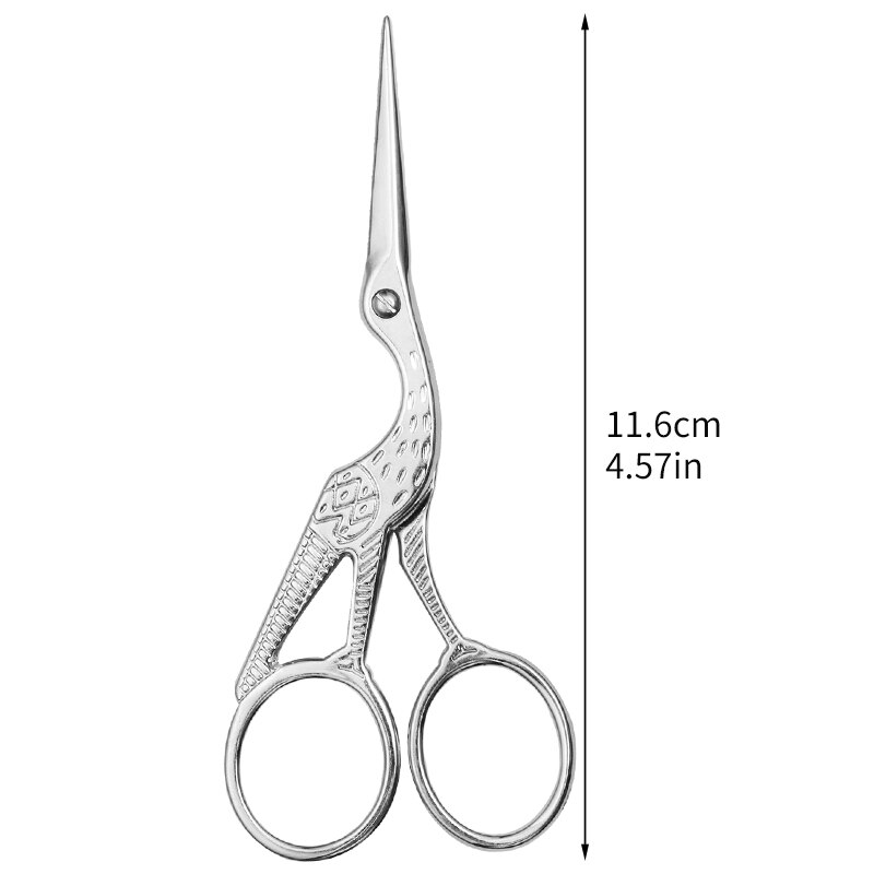 SHWAKK Stainless Steel Embroidery Tailor Scissors Crafts Dressmaking Sharp Handled Needlework Cross stitch Sewing Scissor: 11.6cm silver