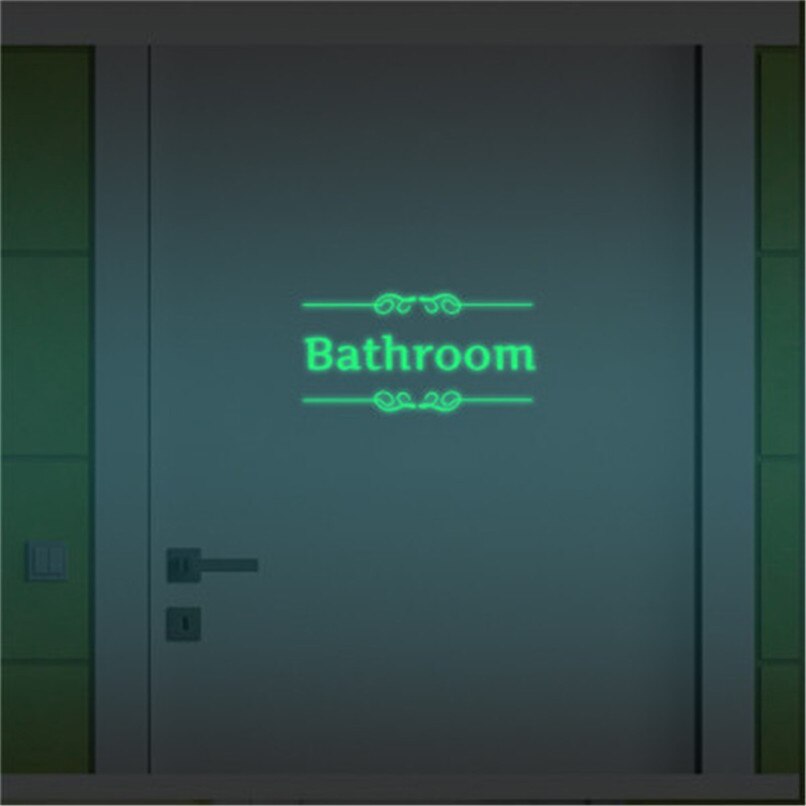 Bathroom Luminous Toilet Stickers WC Decal Fluorescent Wall Sticker Funny Cartoon Sticker Glow in Dark Door Desk Decoration #4: A