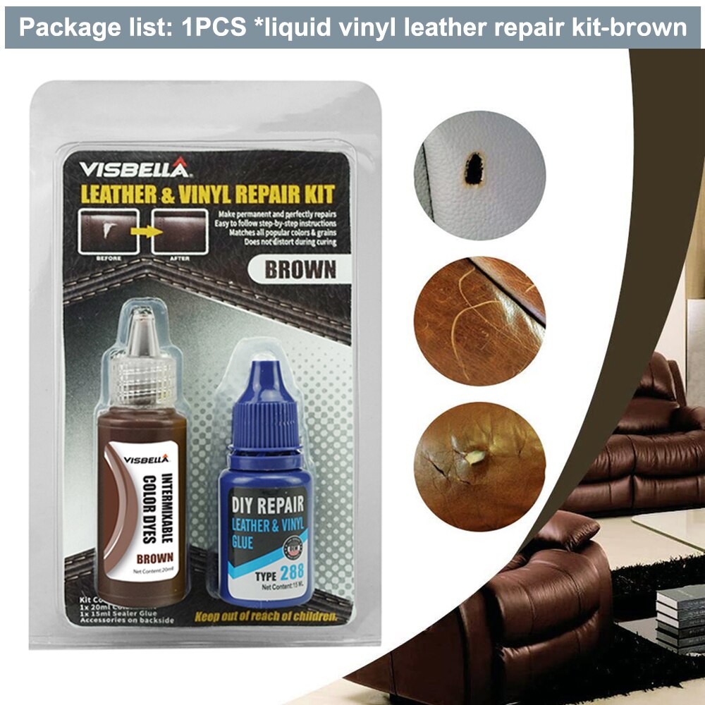 Visbella Vloeibare Leder Vinyl Reparatie Kit Restorer Meubels Auto Zetels Sofa Jas Purse Schoenen Cleaner Black Bruine Huid Reparatie: 1PCS brown