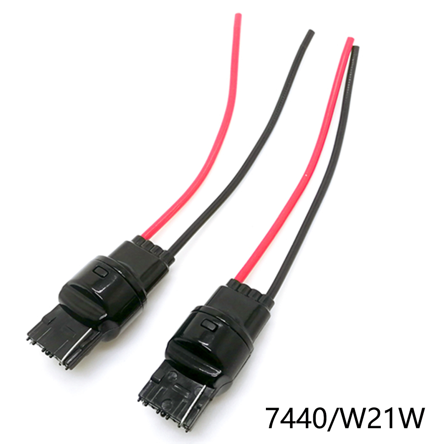 NHAUTP 2Pcs T20 Adapter Male Plug Extended Wire 7440 7443 W21/5W W21W Socket Connector