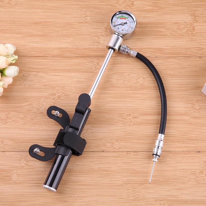 Praktische Fahrrad Pumpe mit Manometer Hochdruck Hand Mini Pumpe Schlauch Luft Inflator Schrader Radfahren Schock Gabel Reifen Fahrrad Pumpe neue