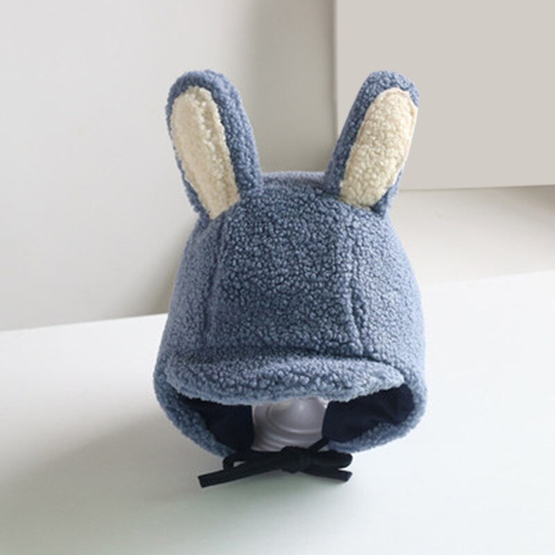 Inverno quente bebê meninos letra p cordeiro veludo earflap chapéu duplo pompom boné beanies para crianças criança gorro eargflap alta qualidade: Yellow bunny ears