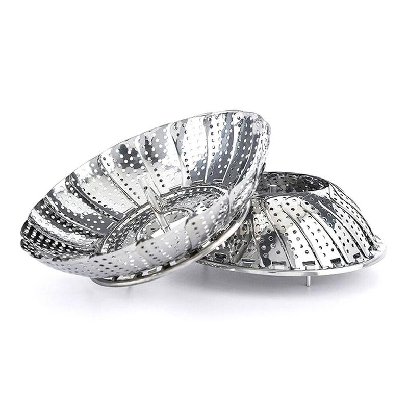 Telescopic Folding Dish Steam Stainless Steel Food Multifunction Cooker Tool Vegetable Kitchen Basket Steamer Mesh Steamer Y5H1