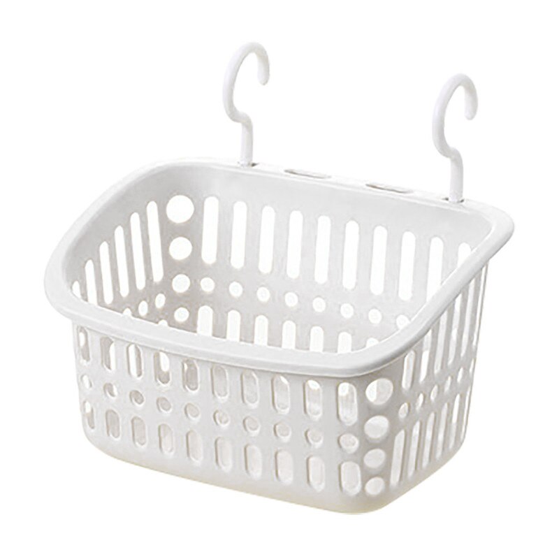 Cesta de ducha colgante de plástico con gancho para Baño, Dormitorio, cocina, soporte de almacenamiento de residuos, cestas, estante de cocina para baño @ D: B