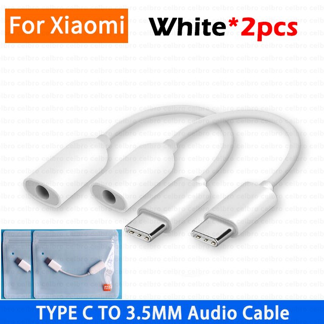 Oryginalny rodzaj Usb C robić 3.5mm Jacek kabel adaptera audio Aux dla Xiaomi Mi 12 11 9 zawodowiec Redmi K40 Podkładka 5 słuchawki konwerter Dac Tipo: biały 2szt