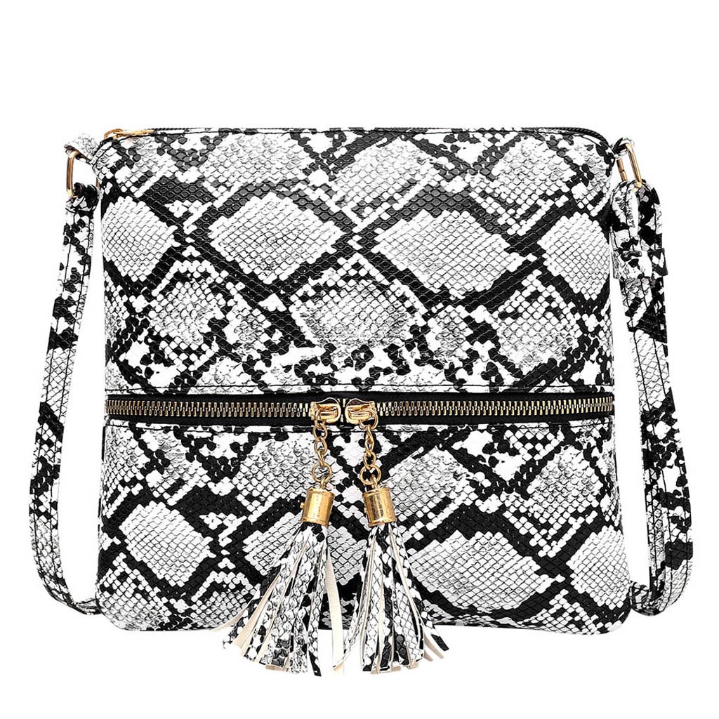 Tassel cobra impressão zíper bolsa de ombro mensageiro para mulher bolsa carteira sac a principal femme mujer bolsas femininas #25