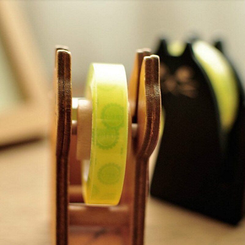 Porte-ruban adhésif en bois Style Vintage, distributeur de ruban adhésif Style chat mignon, fourniture de papeterie de bureau, outil de scellage de coupe de ruban adhésif