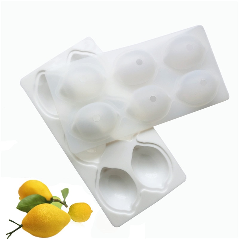 6 hulrum 3d citron form frugt silikone form brownies kage mousse kage forme pande bagning fransk dessert kage dekorationsværktøj