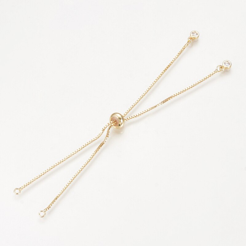 5 stk justerbare 24cm runde messing skyder armbånd langtidsholdbare forgyldte charm link armbånd til fremstilling af gør-det-selv-smykker til kvinder