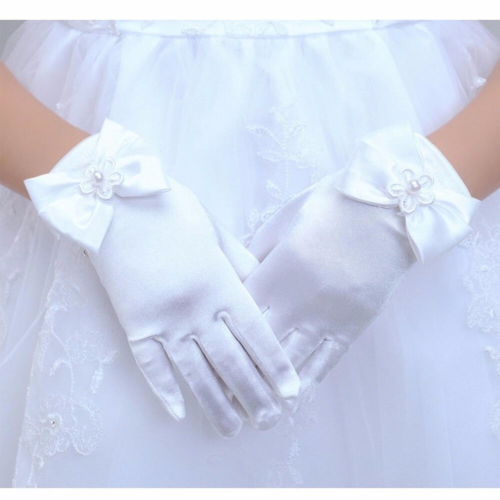 Meisjes Prachtige Satijn Fancy Handschoenen voor Speciale Gelegenheid Jurk Formele Bruiloft Pageant Party Korte Meisjes Handschoenen Prinses Jurk