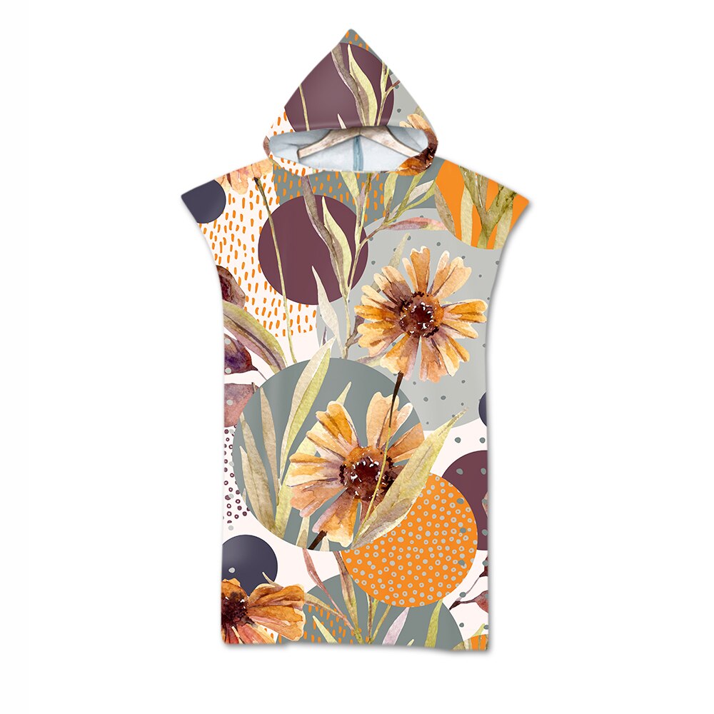 Blätter Druck Mikrofaser Strand Handtuch Kleid Mit Kapuze Kleid Poncho Schlecht Handtuch Bademantel Beachwear de plage Für Erwachsene Schwimmen Strand Surfen: 10