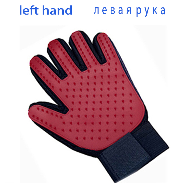 Guante de aseo para perros, gatos y mascotas, cepillo de baño, guantes de limpieza efectiva, depilación: Red Left