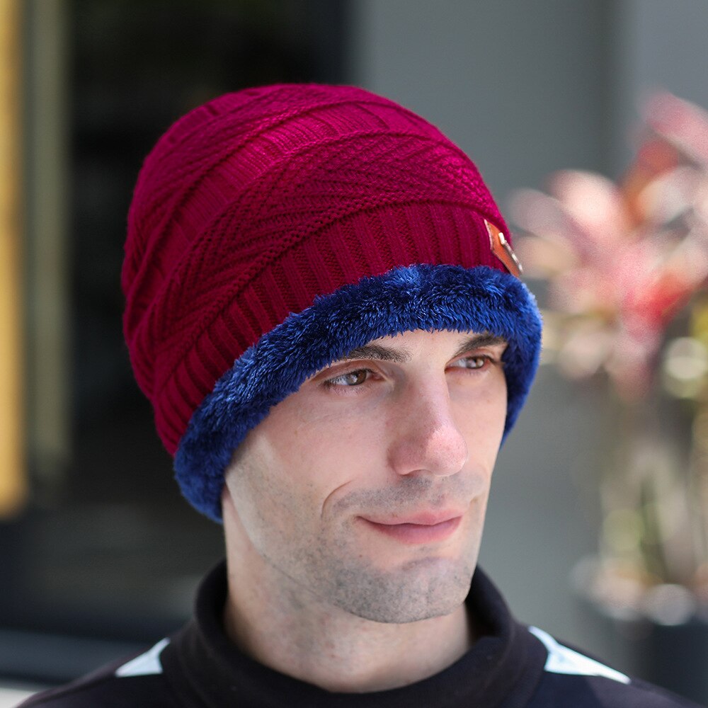 Männer der Winter Hütte Gestrickte Schwarz Hüte gefallen Hütte Dick Und warm Und Motorhaube Mütze Weiche Gestrickte Mützen baumwolle