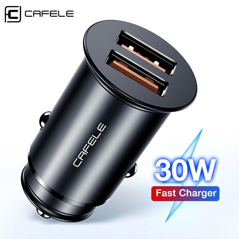 Cafele 30W Alle Metalen Dual Usb Autolader Snelle Auto Usb Lader Led Auto Opladen Adapter Voor Iphone xiaomi Mobiele Telefoon