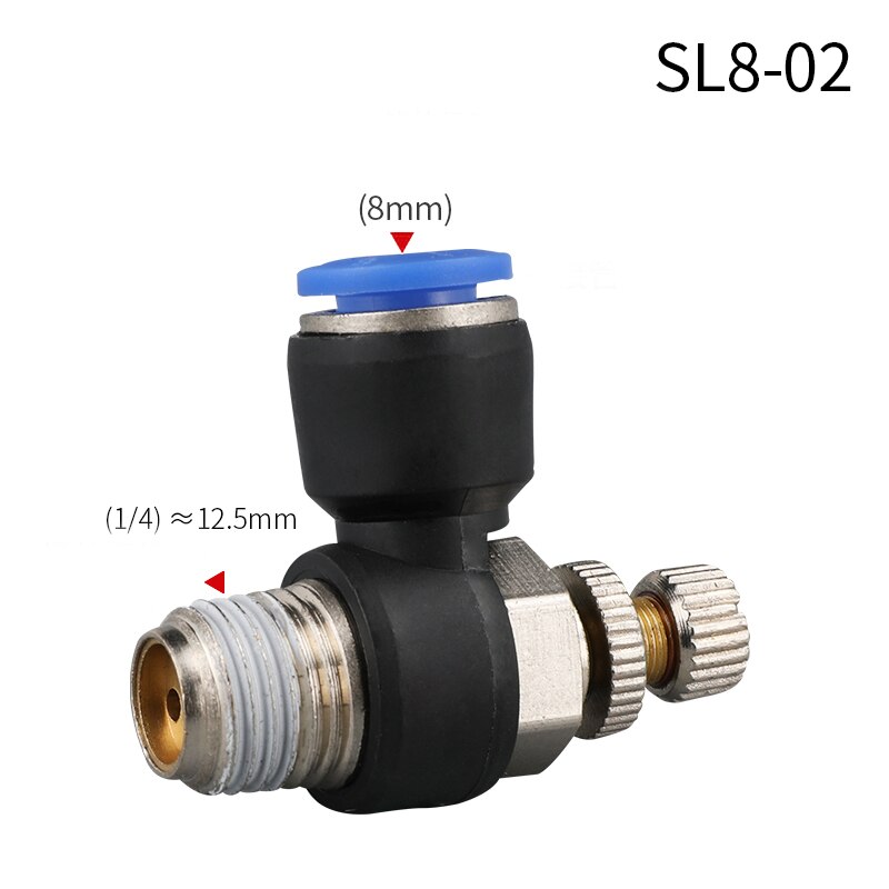 Pneumatic quick connect connector SL 4 6 8 10 12mm M5 "1/8" 1/4 "3/8" 1/2 air speed regulating valve Accelerator valve: SL8-02