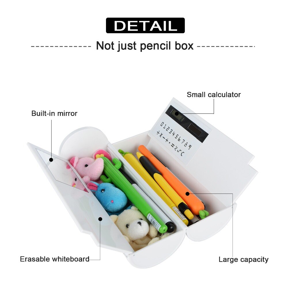 Pencil Case 1PC Large Capacity Multifunctional Pencil Box with Mirror Calculator for Boys Girls School Stationery Pen Case