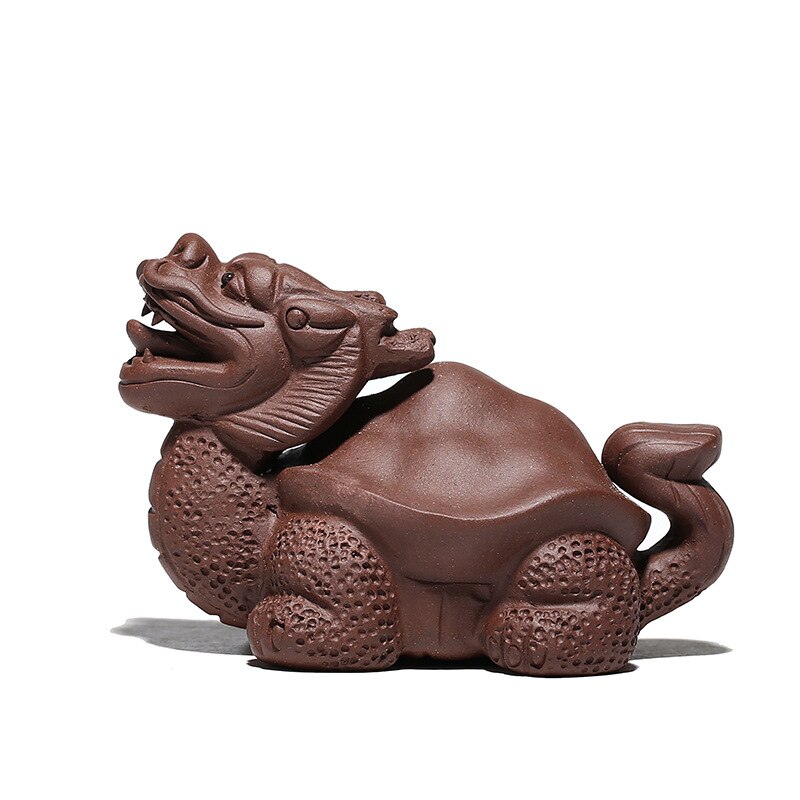 Figura de dragón de la suerte hecha a mano de arcilla púrpura, modelo de tortuga, estatua de animal de té, accesorios de té de Boutique, artesanías, 1 Uds.: A