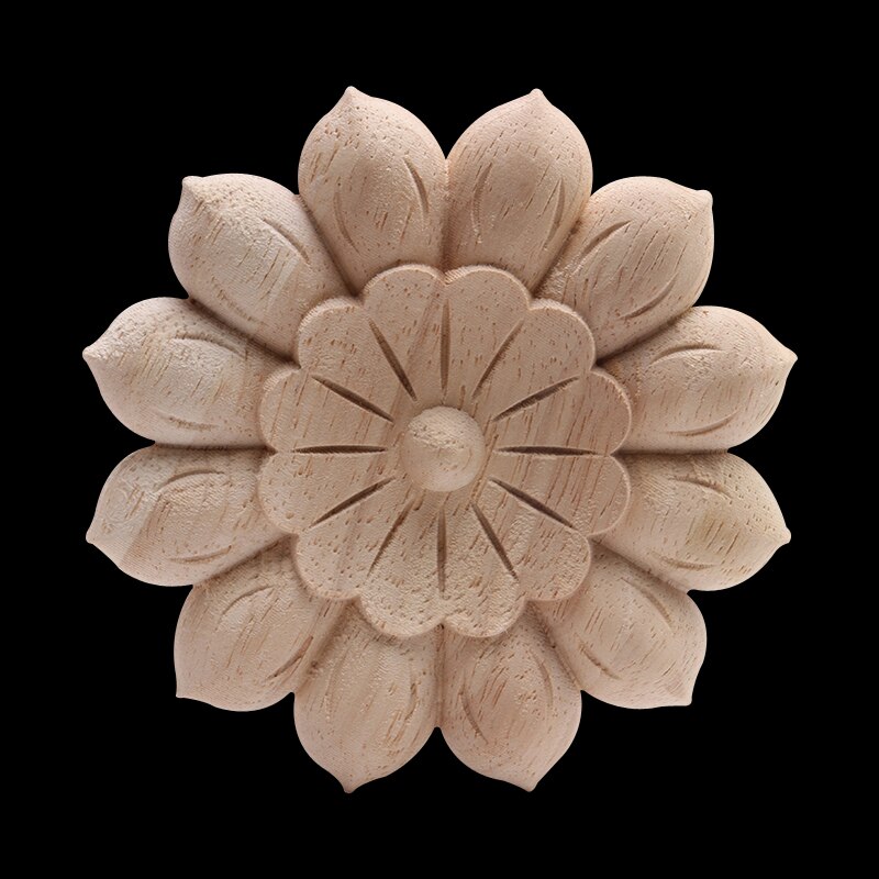 Decoración Retro Natural molduras de madera exquisitas, calcomanía para madera apliques de madera, Onlay Rose Floral grande largo mueble madera gabinete