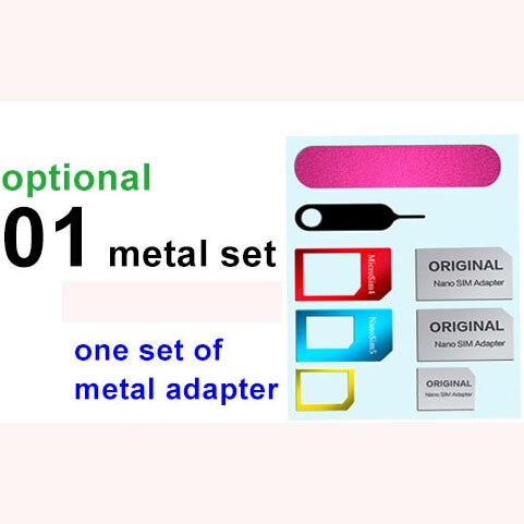 Pctonic metall nano sim-kort adapter standard micro sim-kort passande skärhylsa med fack mata ut nål stift för iphone samsung: 01 metall set