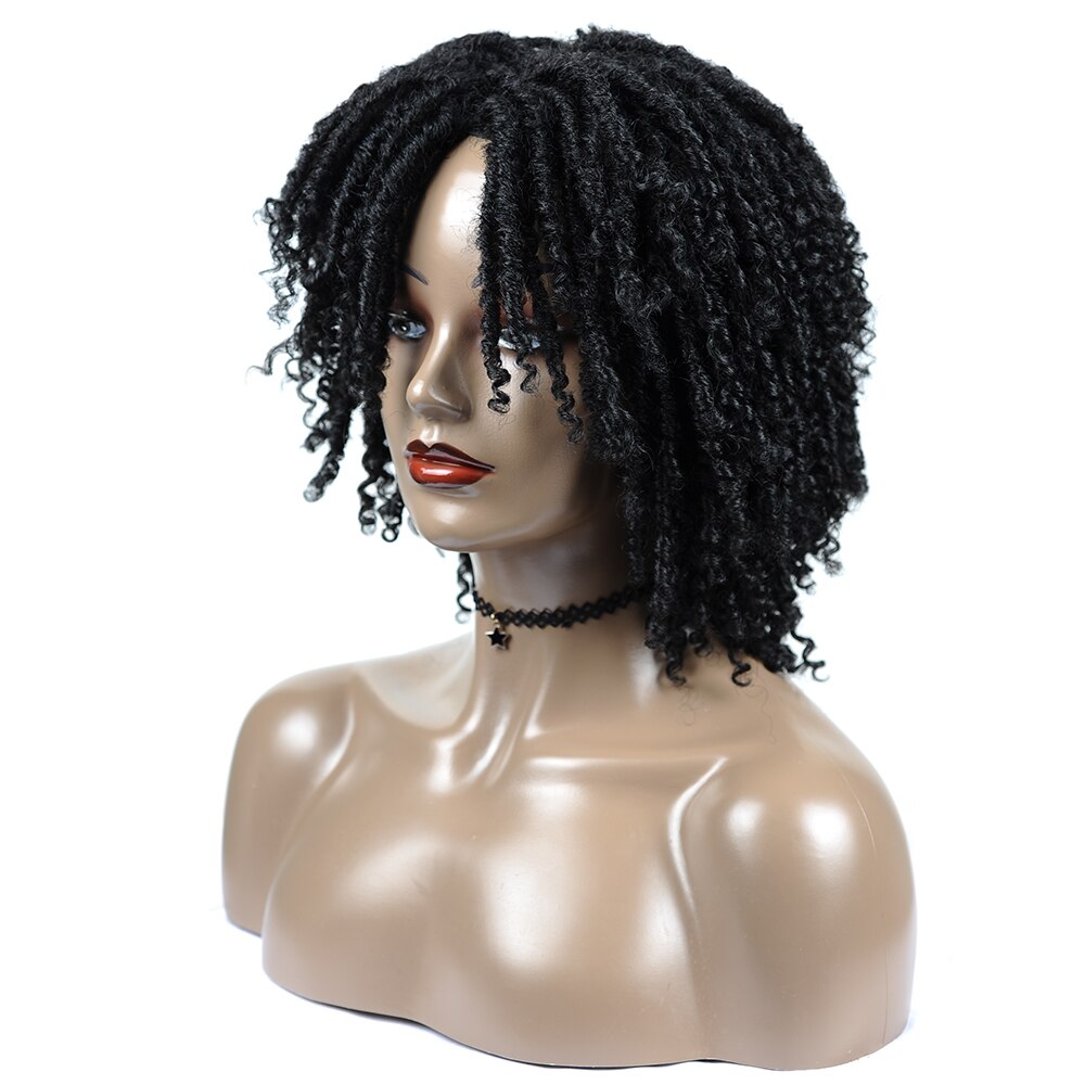 Short Faux Locs Crochet Braided Hair Wigs for Black Women Rasta Dreadlocks Wig Synthetic Black Soft Locs Crochet Twist Hair Wig