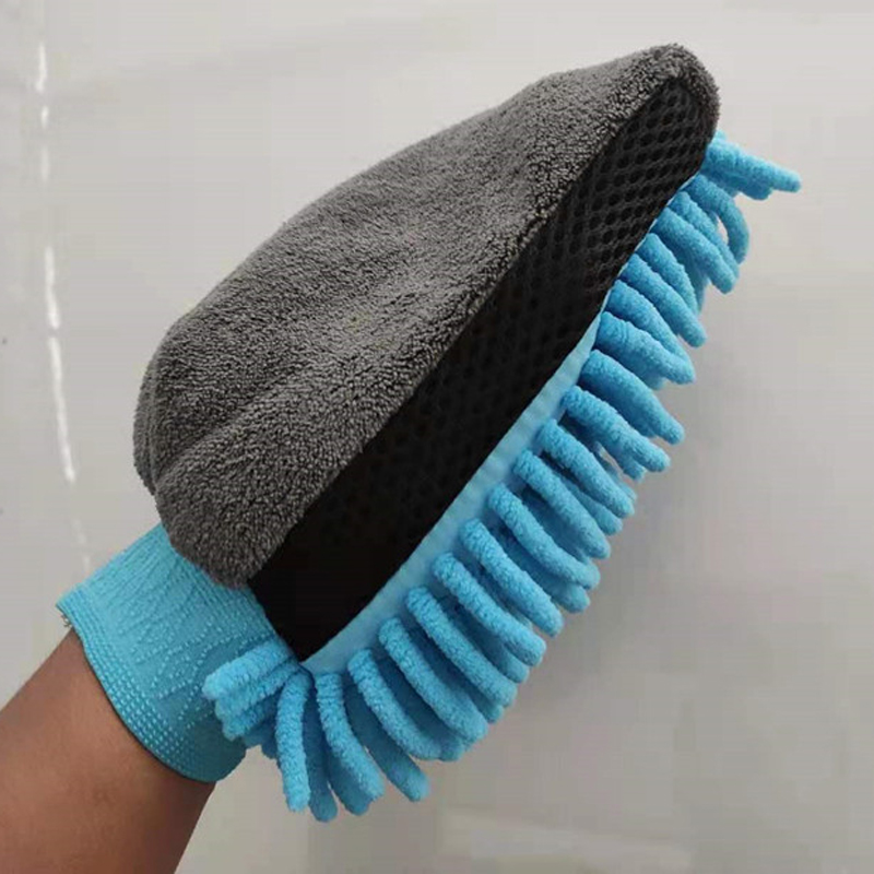 1/5pcs Car Washing Gloves Waterproof Microfiber Chenille Gloves Car Cleaning Mitt Detailing Brush Auto Care Double-faced Glove: S / Yellow