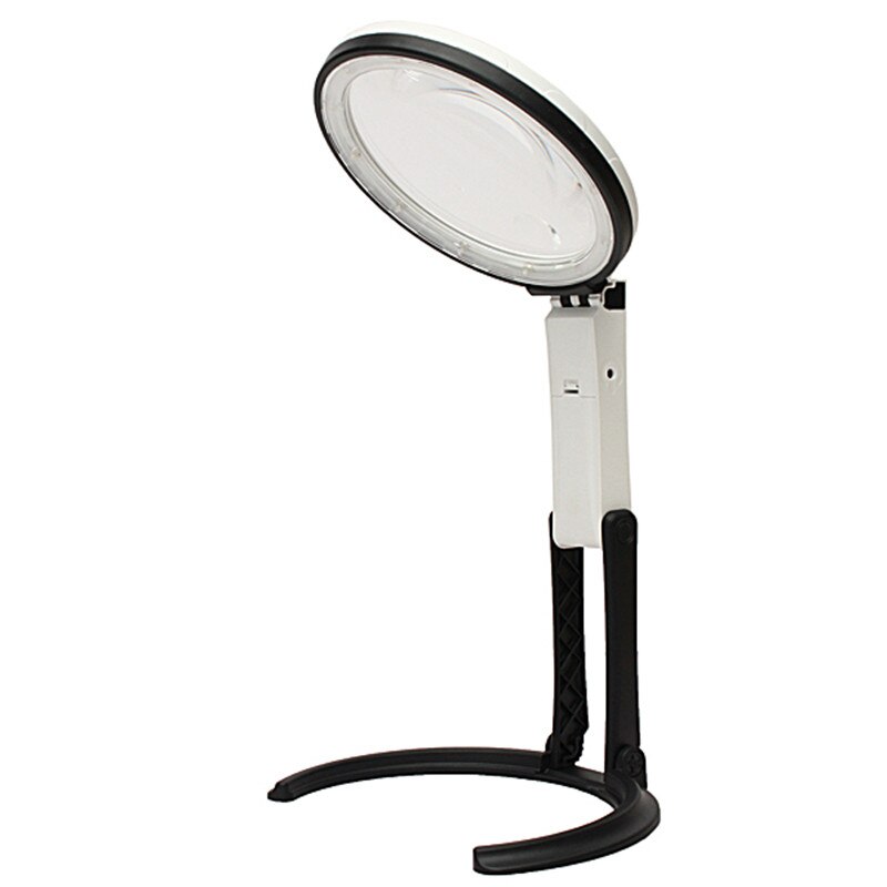 12 LED Verlichting Bureau Vouwen Handheld Tafellamp Met LED Verlichting 1.8X 5X Bench Vergrootglas Vergrootglas EU Power Charger