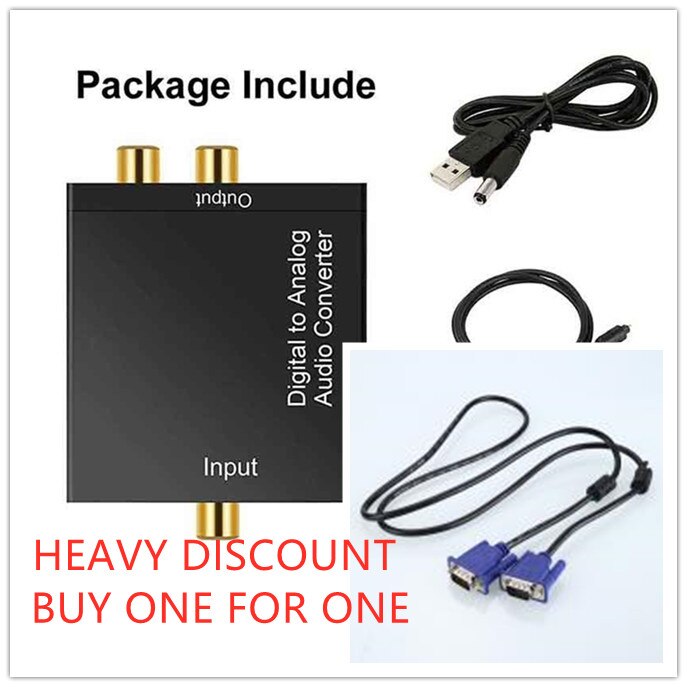 Digitale Fiber 3.5Mm Converter Turn Analoge Audio Converter Optical Coax Toslink Digitaal Naar Analoog Converter Rca L/R stereo Audio: Default Title