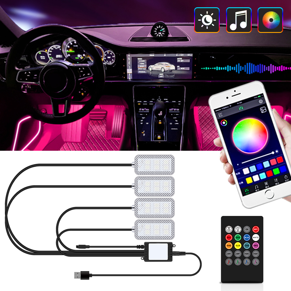 Neon Auto LED-binnenverlichting RGB Omgevingslichtset met APP Draadloze bediening LED Auto Sfeer Decoratieve Lamp