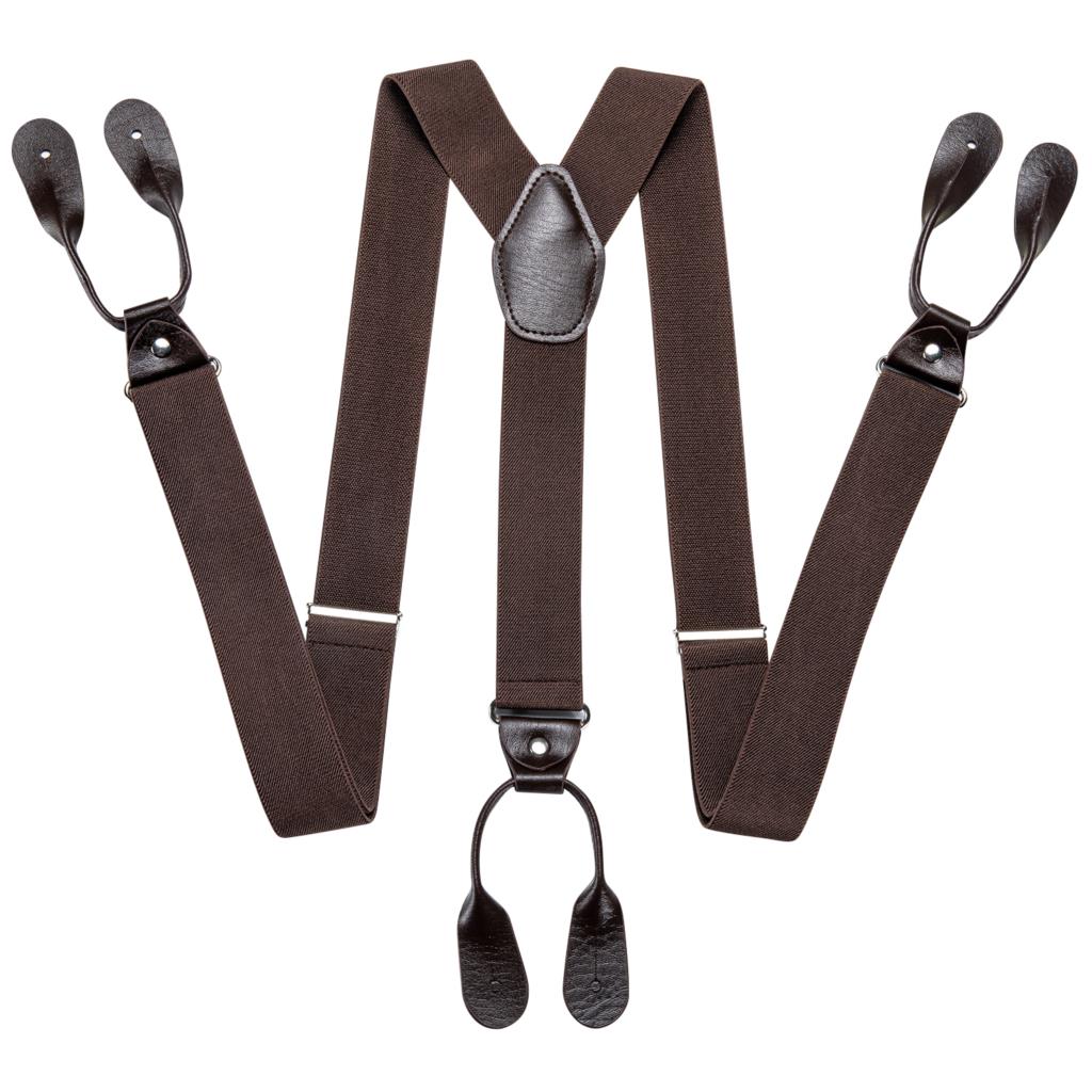 DiBanGu Adulto In Pelle di Metallo Solido Marrone Nuovo Mens Bretella 6 Bottoni Brace Elastico Bretella Regolabile Tirantes Per Gli Uomini BD-506