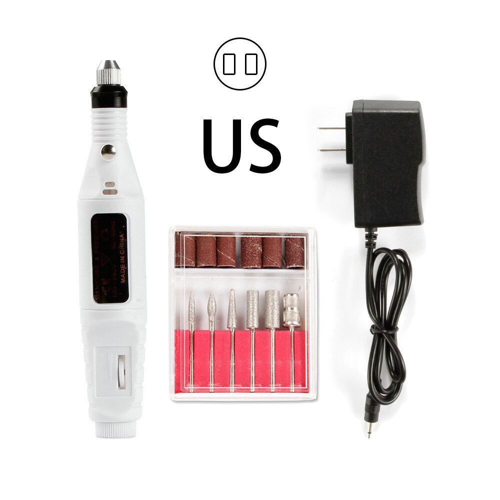 Electric Nail Drill Bits Set Milling Drill Machine for Manicure Nail Art Sanding File Gel Remover Mill Cutter Pedicure Apparatus: White US