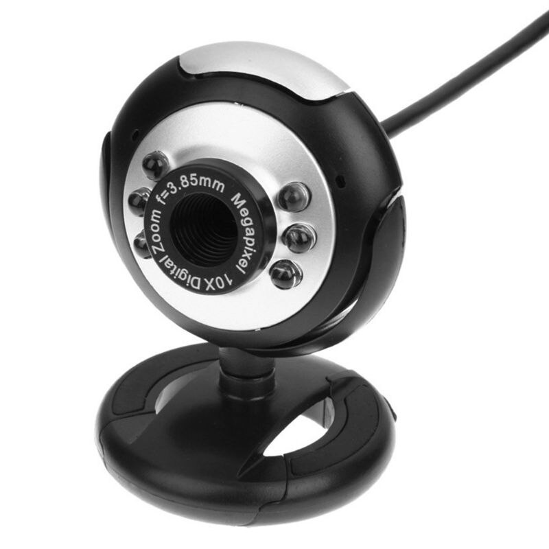 USB 2.0 Web Camera with 6 LED Light Clip-on Webcam Camera for Laptop Desktop