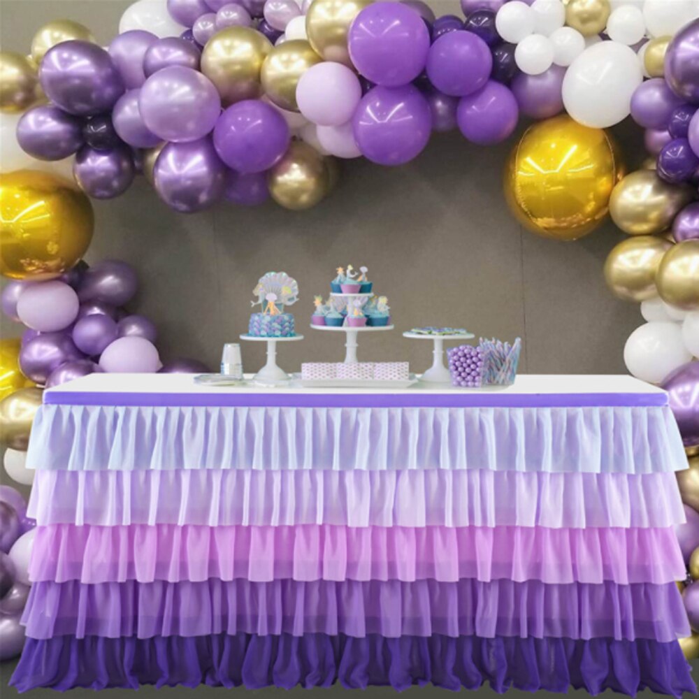 Falda De mesa De gasa con tema De unicornio, falda De mesa De princesa, Decoración De cumpleaños, tul, Bleu, Nappe De mesa, aniversario De boda