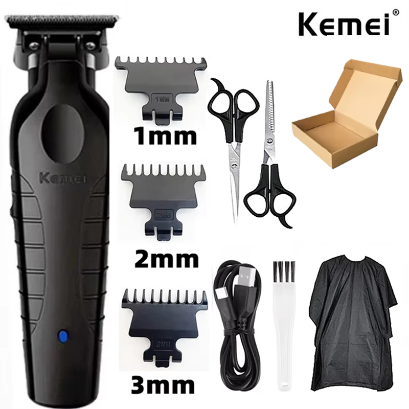 Kemei km -2299 barber trådløs hårtrimmer 0mm nul-gabbet udskæringsklipper detailer elektrisk finish-skæremaskine: Lilla